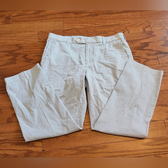 Brooks Brothers Men's Milano Cotton Seersucker Blue & White Pants Size 34x30 - Picture 8 of 8